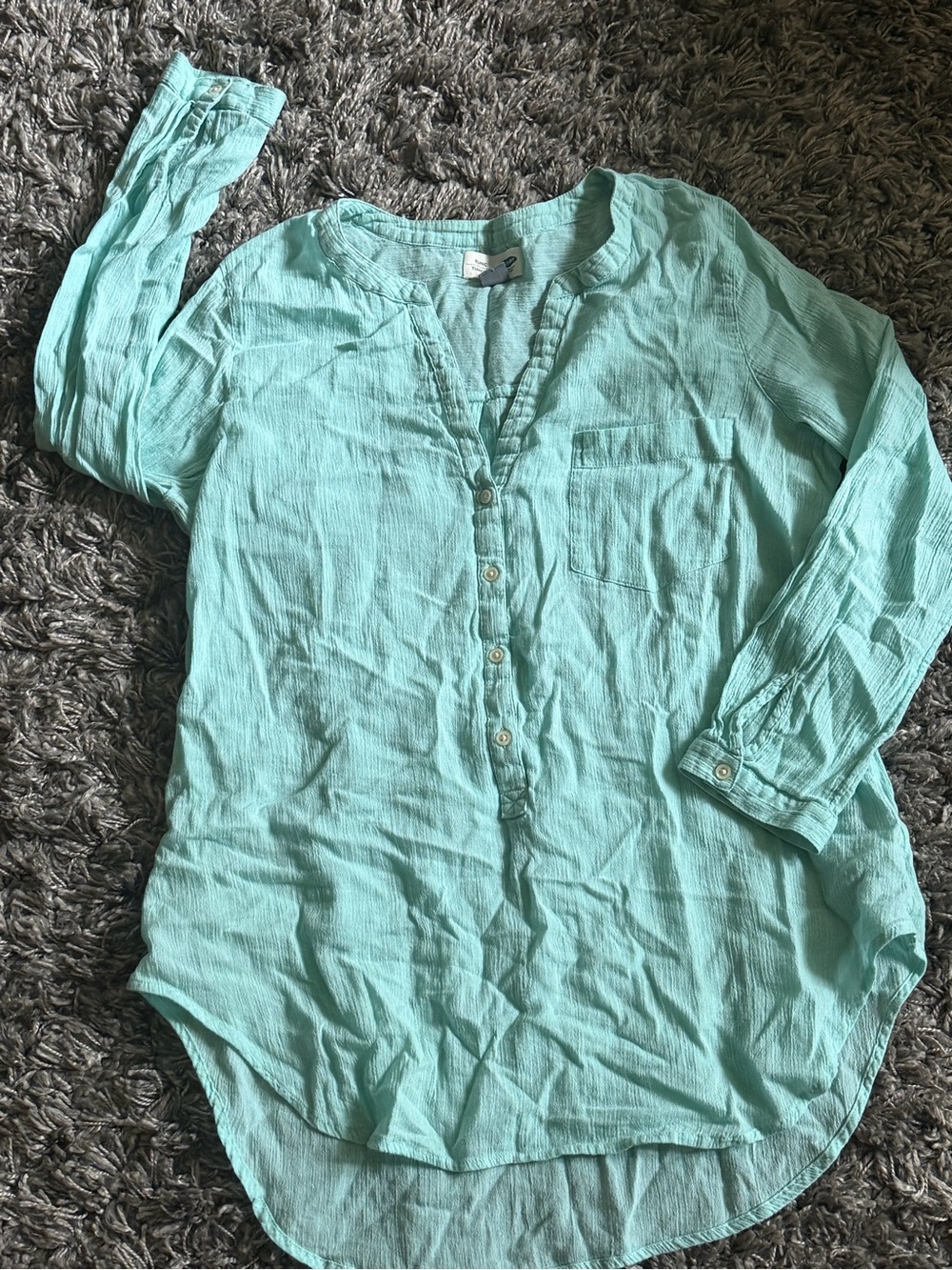 Old Navy Mint Green Button-Front Tunic Top
